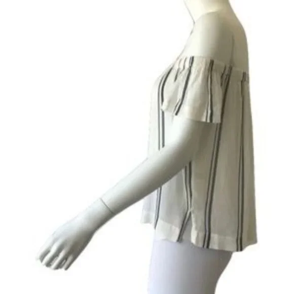 Cloth & Stone Ivory Striped Off-The-Shoulder Blouse - Picture 2 of 3